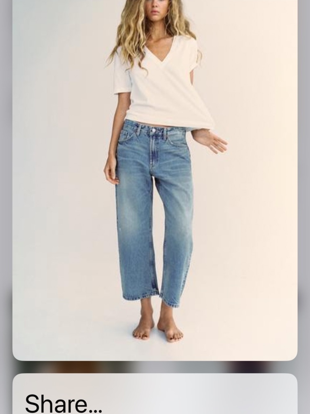 Zara Releaxed Mid Rise TRF Jeans Wide-Leg Cropped